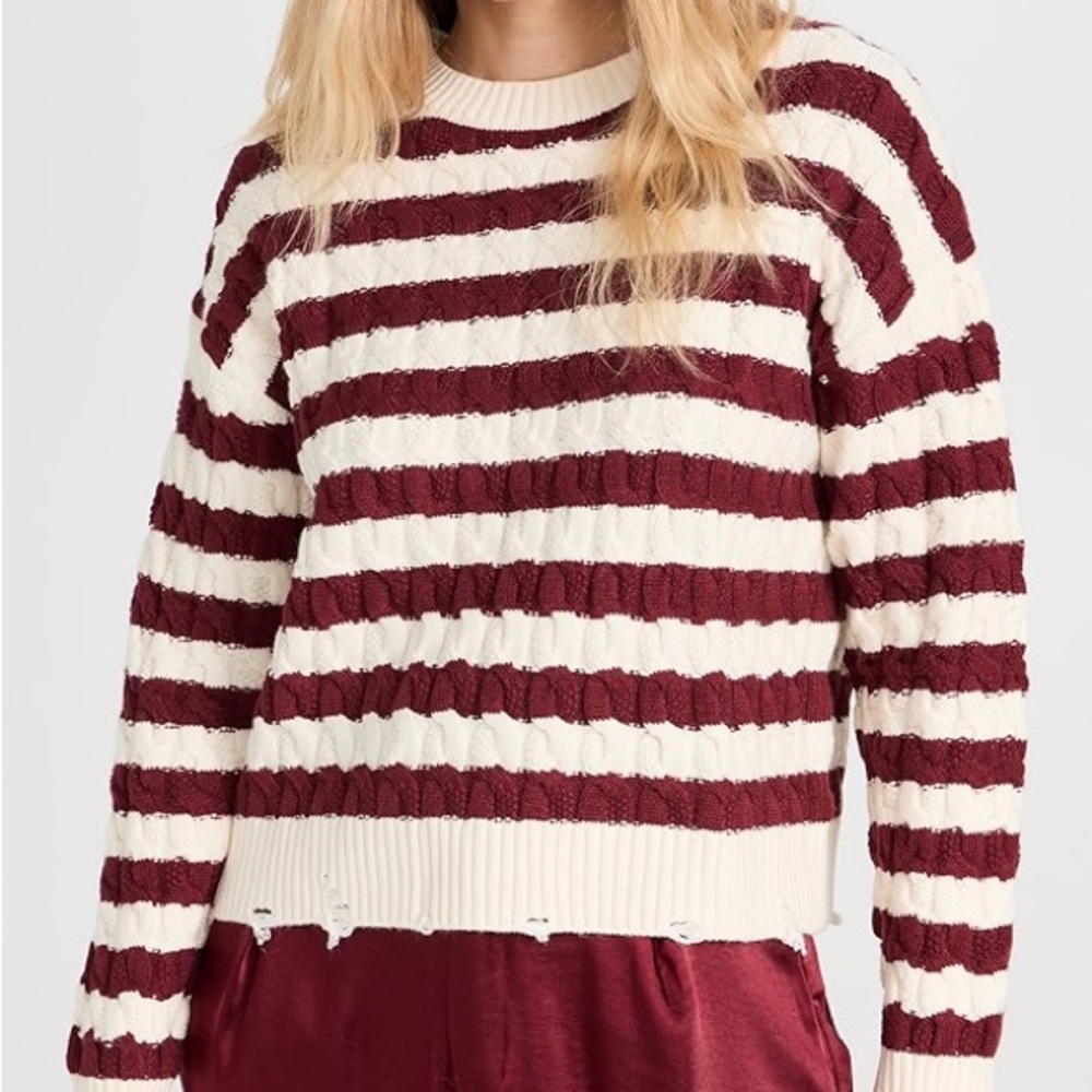 LNA Devi Distressed Cable Knit Sweater XS